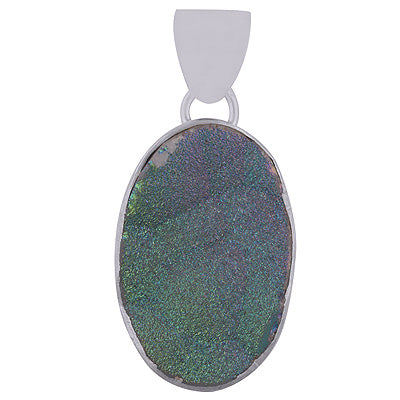 Alluring Gemstone Druzy Oval Shape 925 Sterling Solid Silver Pendant - R8400011-4