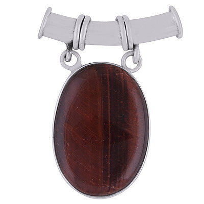 Stunning Plain Silver work Around Red Tiger's Eye Oval Shape 925 Sterling Solid Silver Pendant - R8400012-11