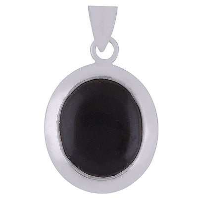 Gorgeous Plain Silver work Around Black Onyx Oval Shape 925 Sterling Solid Silver Pendant - R8400012-15