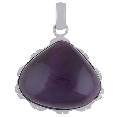 Stunning Plain Silver Work Amethyst Pear Shape 925 Sterling Solid Silver Pendant - R8400012-2