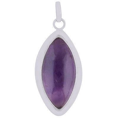 Gorgeous Plain Silver work Around Amethyst Marquise Shape 925 Sterling Solid Silver Pendant - R8400012-3
