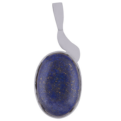 Alluring Plain Silver work Around Lapis Oval Shape 925 Sterling Solid Silver Pendant - R8400012-6