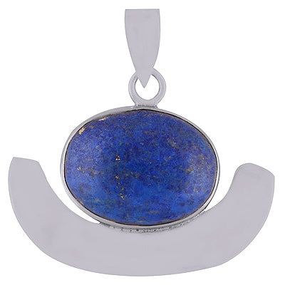 Minimal Rawa Work on Lapis Oval Shape 925 Sterling Solid Silver Pendant - R8400012-7