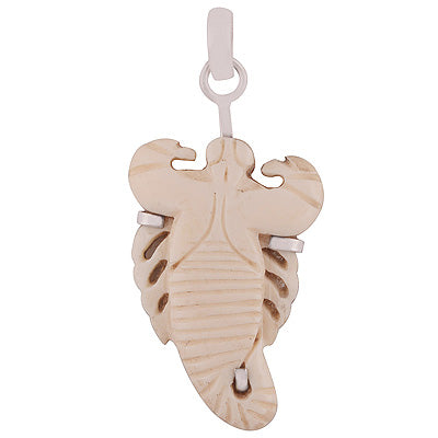 Beautifully Carved out Crab Out Of Bone Bone Face Fancy Shape 925 Sterling Solid Silver Pendant - R8400014-5