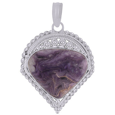 Stunning Wire Work Around Charoite Pear Shape 925 Sterling Solid Silver Pendant - R8400016-10