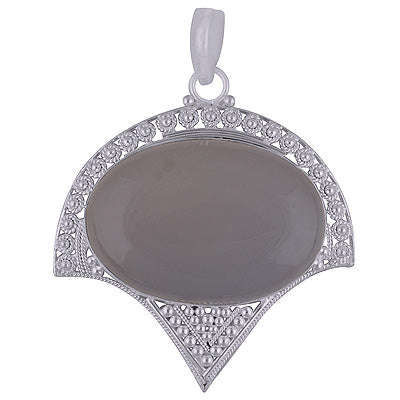 Beautiful Handwork On Aqua Chalcedony Oval Shape 925 Sterling Solid Silver Pendant - R8400016-15