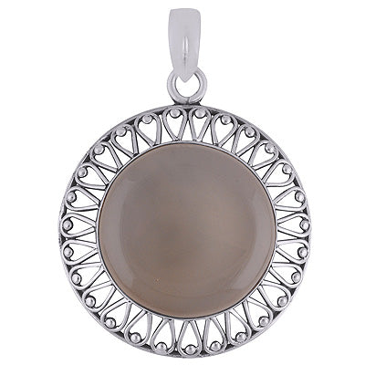 Stunning Handwork Around Aqua Chalcedony Round Shape 925 Sterling Solid Silver Pendant - R8400016-16