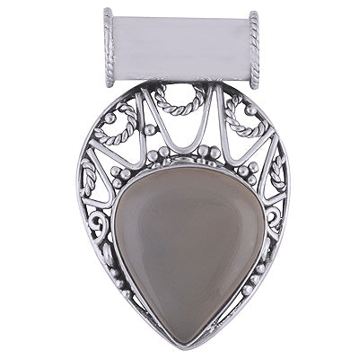 Elegant Wire Work Around Aqua Chalcedony Pear Shape 925 Sterling Solid Silver Pendant - R8400016-17