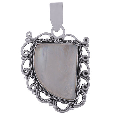 Elegant Wire Work Around Rainbow Moonstone Fancy Shape 925 Sterling Solid Silver Pendant - R8400016-4