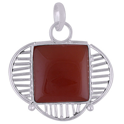 Elegant Wire Work Around Carnelian Square Shape 925 Sterling Solid Silver Pendant - R8400017-13
