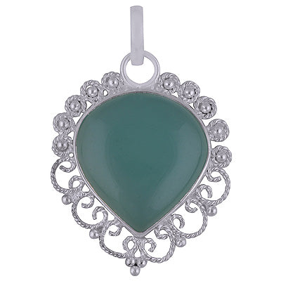 Authentic Handcrafted Design Around Blue Chalcedony Pear Shape 925 Sterling Solid Silver Pendant - R8400017-14