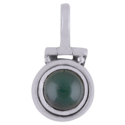 Minimal Beautiful Green Onyx Round Shape 925 Sterling Solid Silver Pendant - R8400018-17