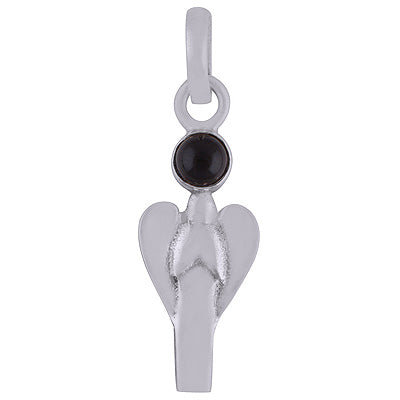 Beautiful Bird with Gemstones Black Onyx Round Shape 925 Sterling Solid Silver Pendant - R8400018-23