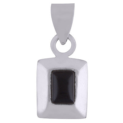 Gorgeous Plain Surface Around Black Onyx Rectangle Shape 925 Sterling Solid Silver Pendant - R8400018-24