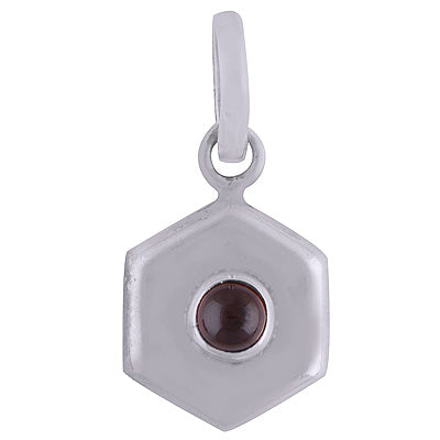 Beautiful Minimal Gemstone Garnet Round Shape 925 Sterling Solid Silver Pendant - R8400018-3