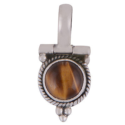 Beautiful Twisted Wire & Rawa Work Around Tiger's Eye Round Shape 925 Sterling Solid Silver Pendant - R8400018-31