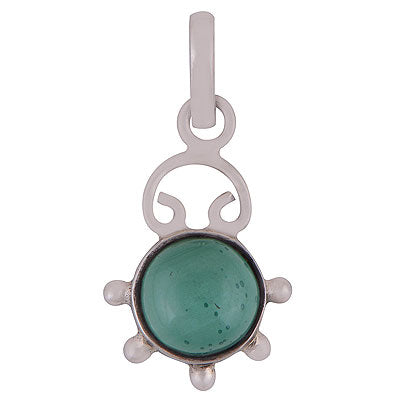 Alluring Rawa Work Around Malachite Round Shape 925 Sterling Solid Silver Pendant - R8400018-32