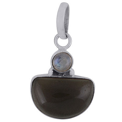 Gorgeous Multiple Gemstone Rainbow Moonstone,Smoky Topaz Oval,Round Shape 925 Sterling Solid Silver Pendant - R8400018-37