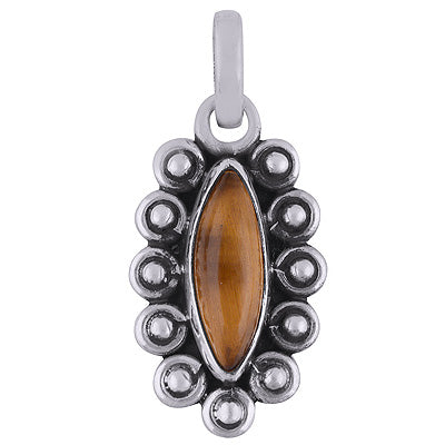 Stunning Rawa Work Around Tiger's Eye Marquise Shape 925 Sterling Solid Silver Pendant - R8400019-11