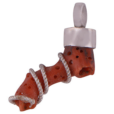Stunning Uniquely Designed Coral Irregular Shape 925 Sterling Solid Silver Pendant - R8400020-7