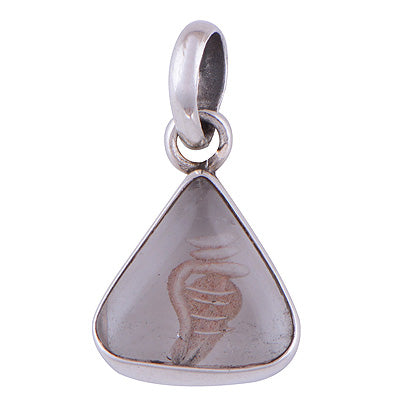 Beautiful Pattern Engraved on Gemstone Crystal Triangle Shape 925 Sterling Solid Silver Pendant - R8400022-6