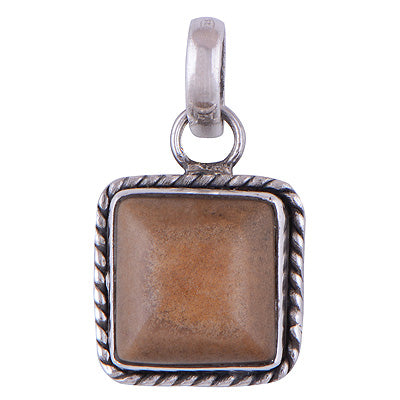 Stunning Textured Wire Around Agate Square Shape 925 Sterling Solid Silver Pendant - R8400022-8