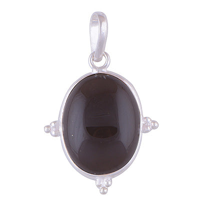 Alluring Rawa work Around Smoky Topaz Oval Shape 925 Sterling Solid Silver Pendant - R8400022-9