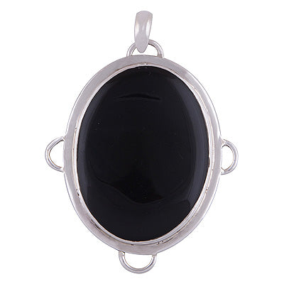 Beautiful Plain Wire Work Around Black Onyx Oval Shape 925 Sterling Solid Silver Pendant - R8400023-5