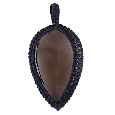Authentic Thread Braided Setting Around Smoky Topaz Pear Shape Thread Pendant - R8400025-1