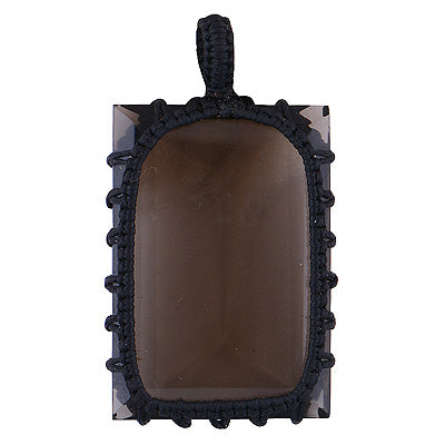 Authentic Thread Braided Setting Around Smoky Topaz Rectangle Shape Thread Pendant - R8400025-2