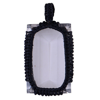 Authentic Thread Braided Setting Around Crystal Rectangle Shape Thread Pendant - R8400025-4