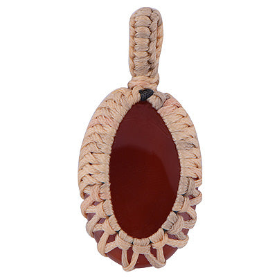 Authentic Thread Braided Setting Around Carnelian Oval Shape Thread Pendant - R8400025-5