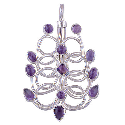 Stunning Chandelier Inspired Amethyst Irregular Shape 925 Sterling Solid Silver Pendant - R8400027-1