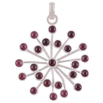 Gorgeous Unique Handmade Loaded with Gemstone Garnet Round Shape 925 Sterling Solid Silver Pendant - R8400027-10