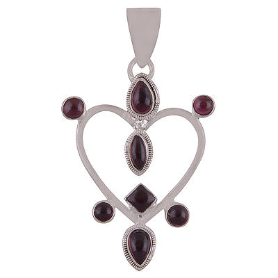 Alluring Unique Handmade Loaded with Gemstone Garnet Multi Shapes 925 Sterling Solid Silver Pendant - R8400027-12