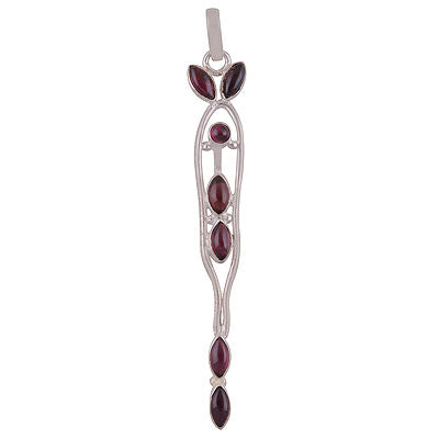 Beautiful Unique Handmade Loaded with Gemstone Garnet Round,Marquise Shape 925 Sterling Solid Silver Pendant - R8400027-14