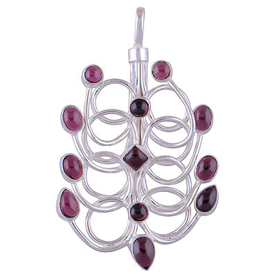 Stunning Chandelier Inspired Garnet Irregular Shape 925 Sterling Solid Silver Pendant - R8400027-2