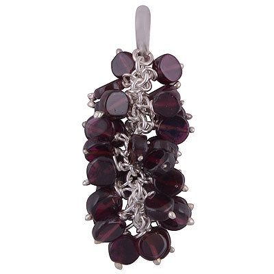 Stunning Unique Handmade Loaded with Gemstone Garnet Coin Shape 925 Sterling Solid Silver Pendant - R8400027-25
