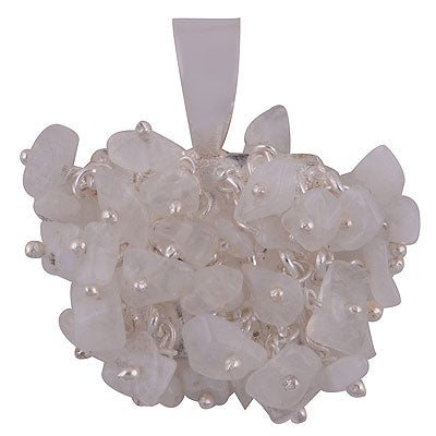 Alluring Unique Handmade Loaded with Gemstone Rainbow Moonstone Irregular Shape 925 Sterling Solid Silver Pendant - R8400027-26