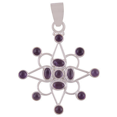 Beautiful Unique Handmade Loaded with Gemstone Amethyst Round,Oval Shape 925 Sterling Solid Silver Pendant - R8400027-9