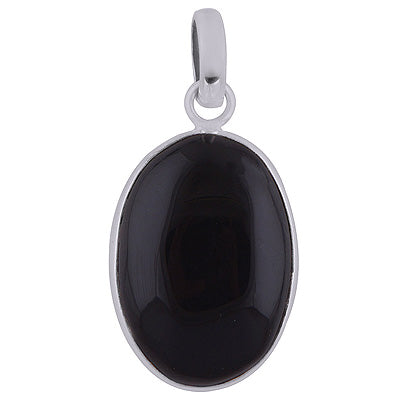 Gorgeous Plain Gemstone Black Onyx Oval Shape 925 Sterling Solid Silver Pendant - R8400029-25