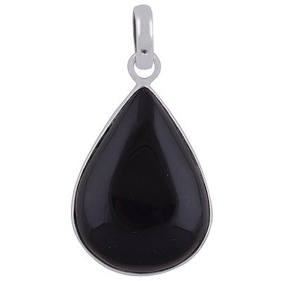 Gorgeous Drop Gemstone Black Onyx Pear Shape 925 Sterling Solid Silver Pendant - R8400029-26