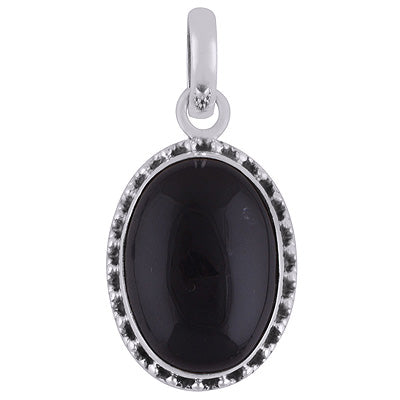 Gorgeous Handcrafted Work Around Black Onyx Oval Shape 925 Sterling Solid Silver Pendant - R8400029-27