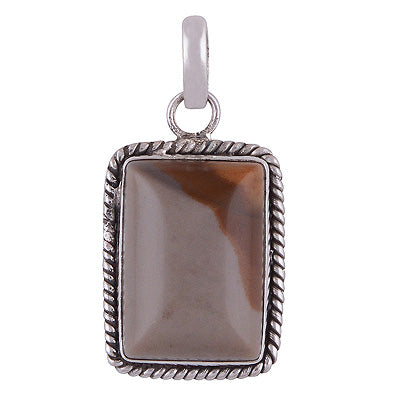 Stunning Textured Wire Around Agate Rectangle Shape 925 Sterling Solid Silver Pendant - R8400029-9