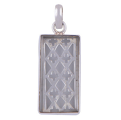 Gorgeous Jali Cut Around Crystal Rectangle Shape 925 Sterling Solid Silver Pendant - R8400030-10