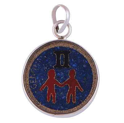 Gorgeous Gemstone Art On Lapis,Coral,Black Onyx,Crystal Round Shape 925 Sterling Solid Silver Pendant - R8400030-2