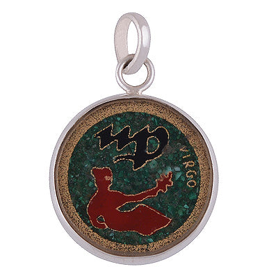 Gorgeous Gemstone Art On Emerald,Coral,Black Onyx,Crystal Round Shape 925 Sterling Solid Silver Pendant - R8400030-6