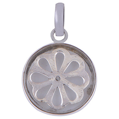 Stunning Flower In the Centre Crystal Round Shape 925 Sterling Solid Silver Pendant - R8400030-7