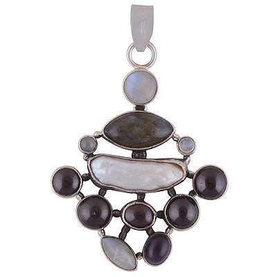 Amethyst,Garnet,Rainbow Moonstone,Labradorite,Aqua Chalcedony,Shell - R8400033-17