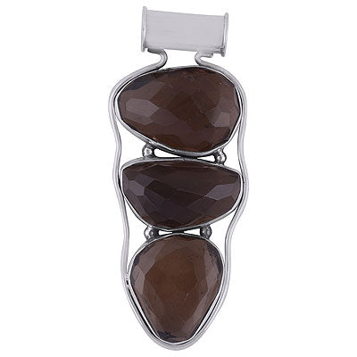 Stunning Abstract Design using Three Gemstones Smoky Topaz Multi Shapes 925 Sterling Solid Silver Pendant - R8400035-18
